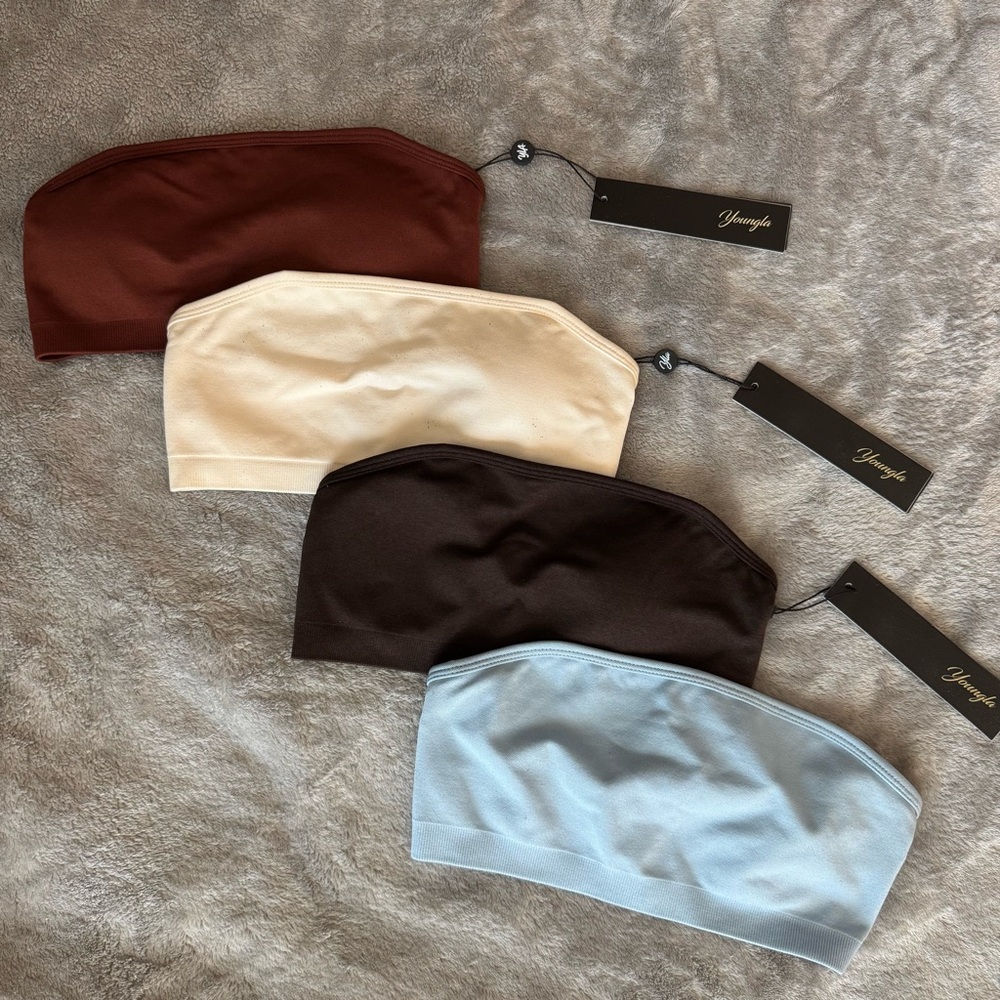 YoungLA Set of Four Bandeau Tops in Assorted Colors XS